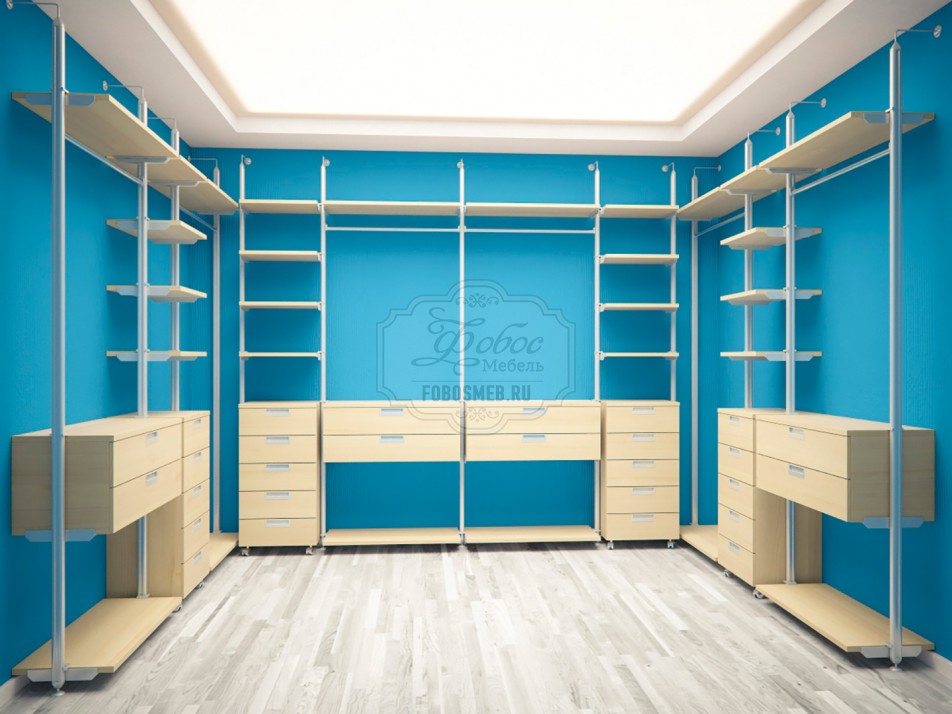 П-образная современная гардеробная комната Vitra