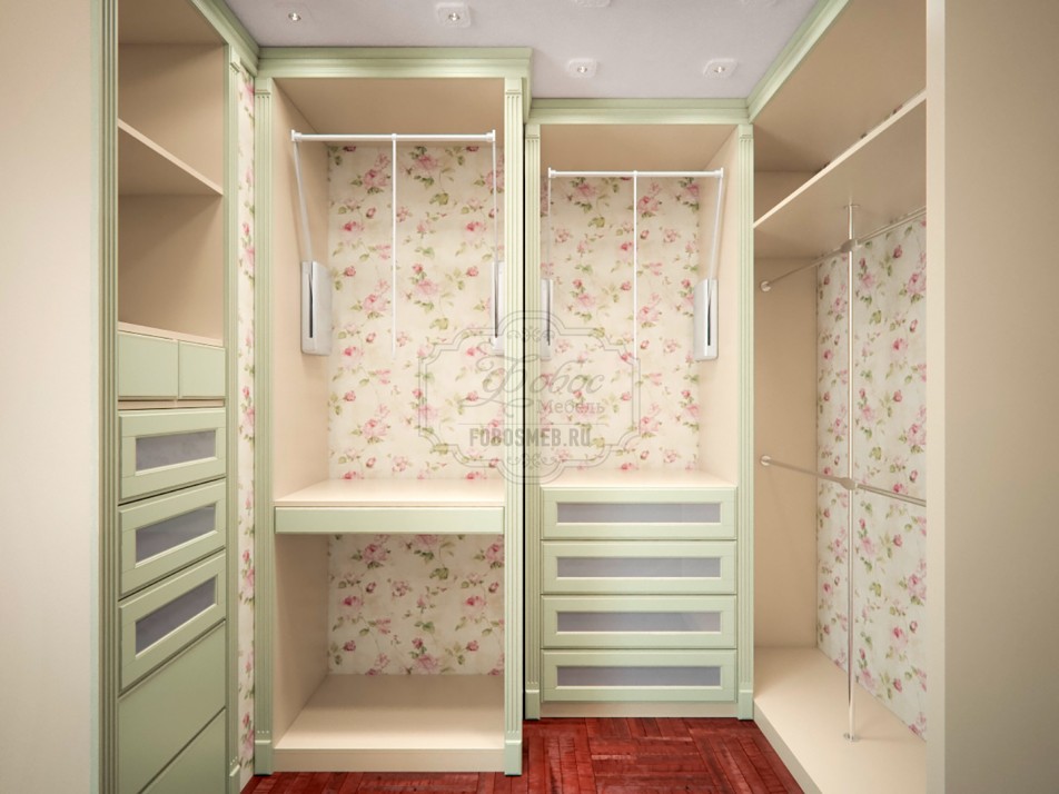Открытые гардеробные шкафы с лифтами для одежды