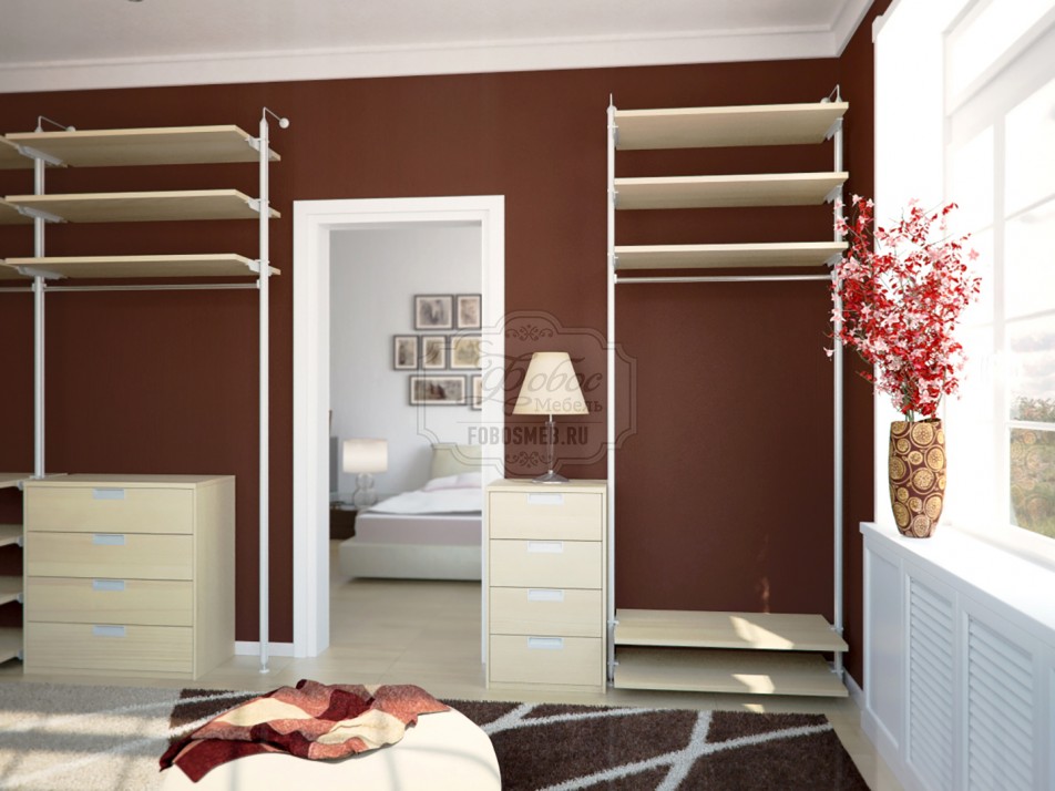 Интерьер комнаты выполнен на контрасте цветов - коричневый и светло-бежевый